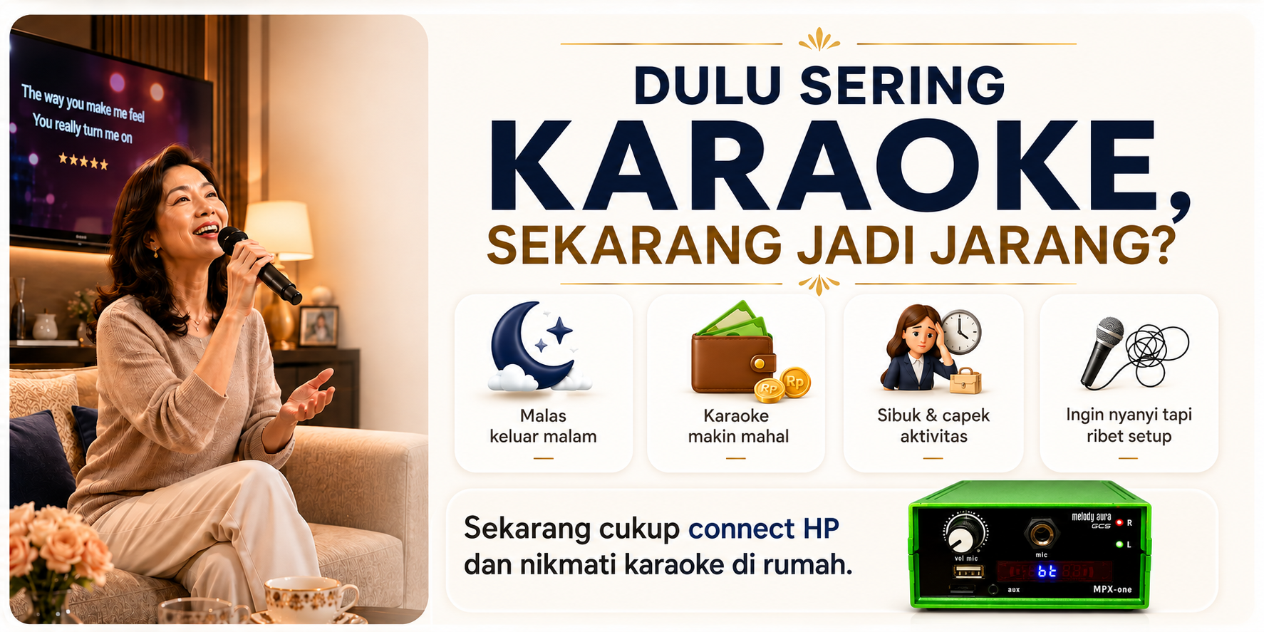 Melody Aura MPX-One mini amplifier karaoke untuk karaoke di rumah